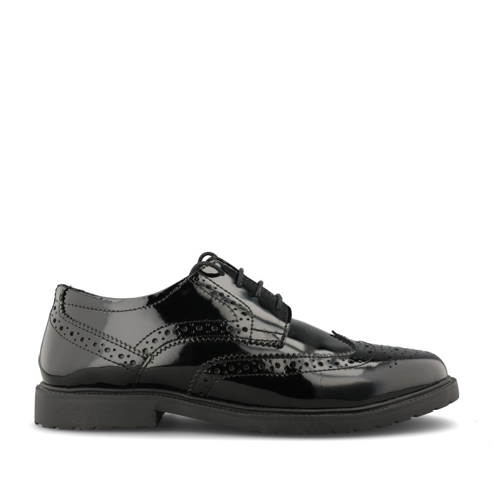 Girls Verity Laced Shoe In Blk Patent