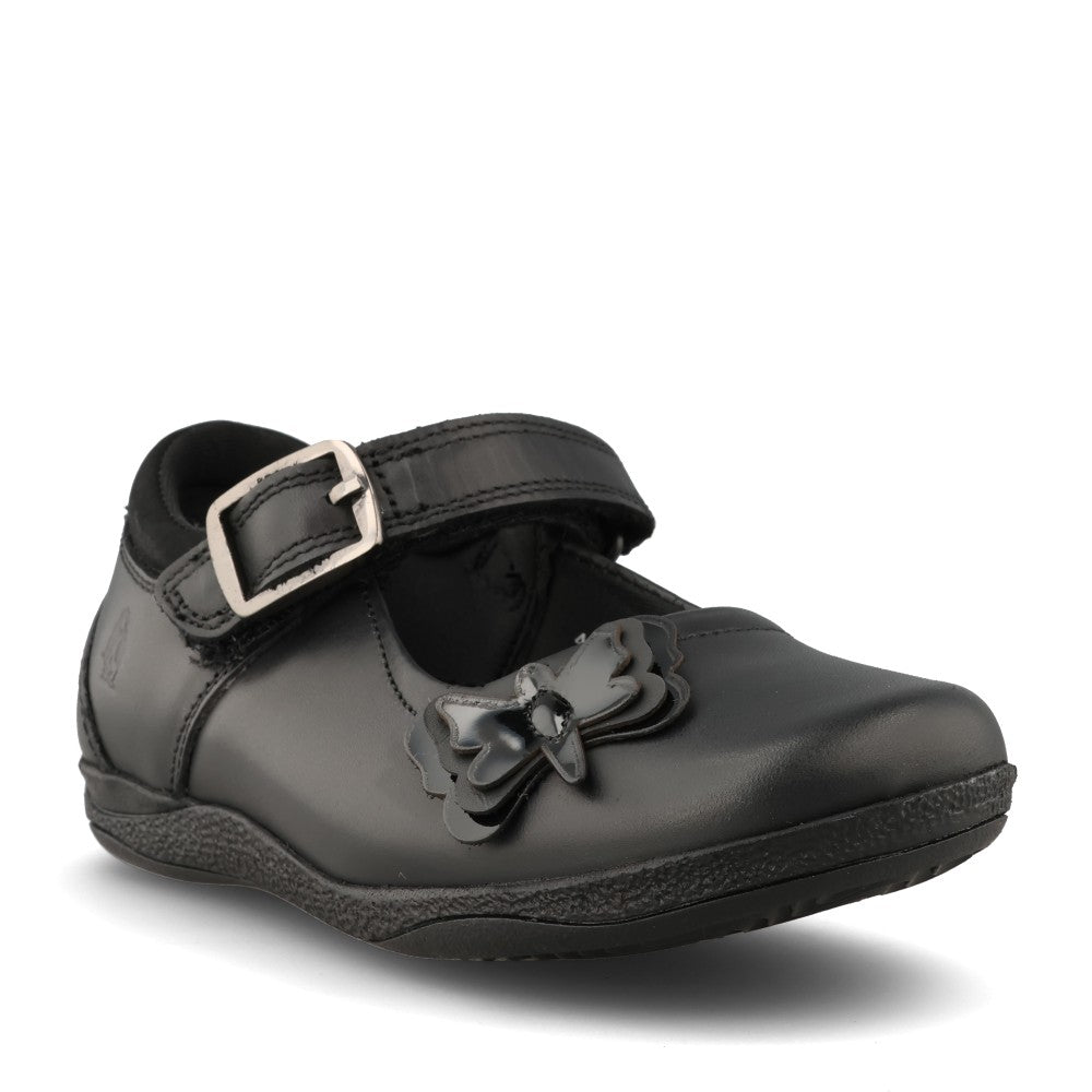 Girls Julie Leather Velcro Shoe In Blk Leather