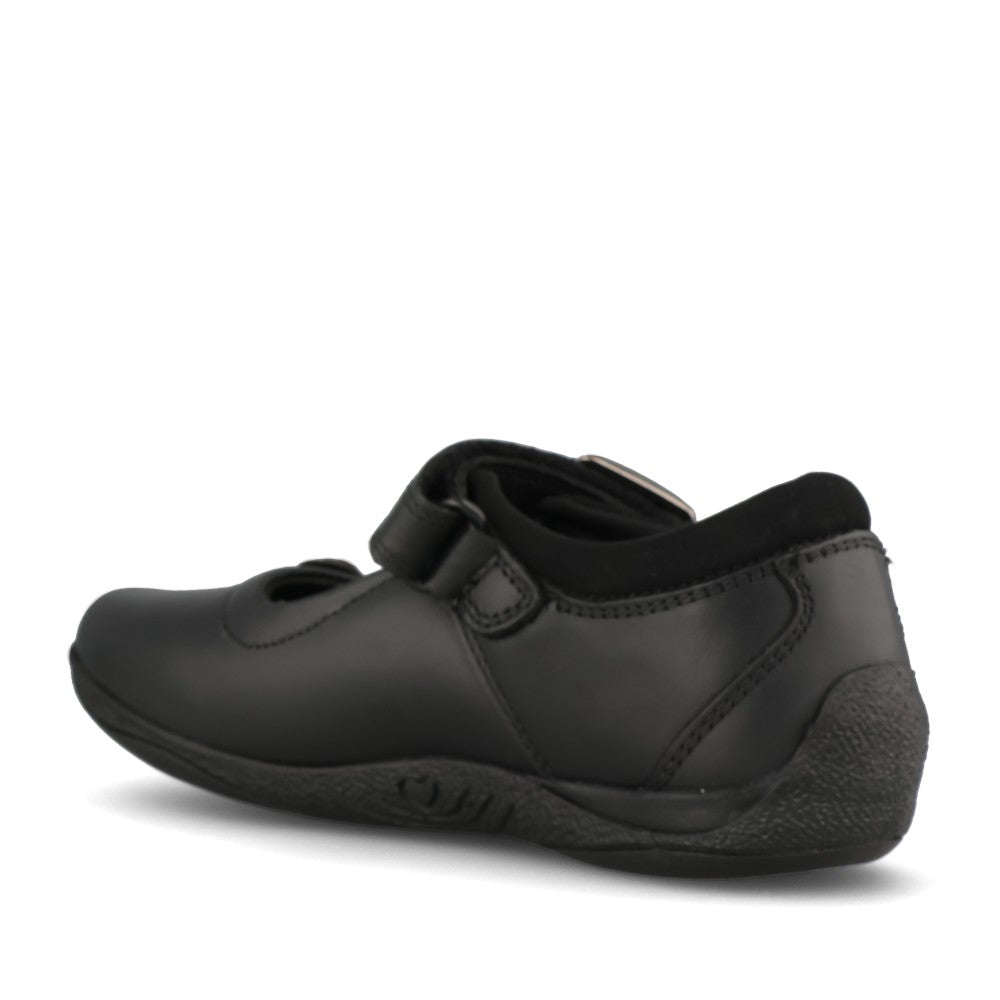 Girls Julie Leather Velcro Shoe In Blk Leather