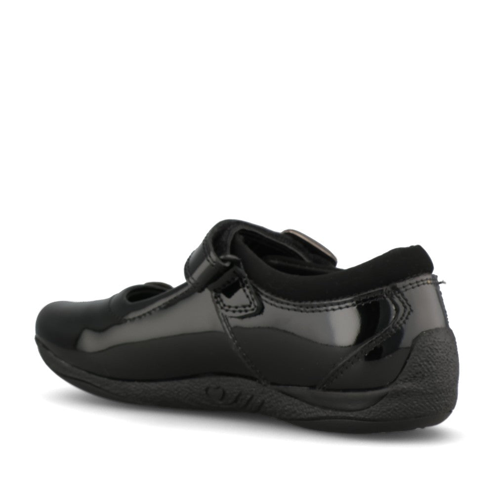 Girls Julie Patent Leather Velcro Shoe In Blk Patent