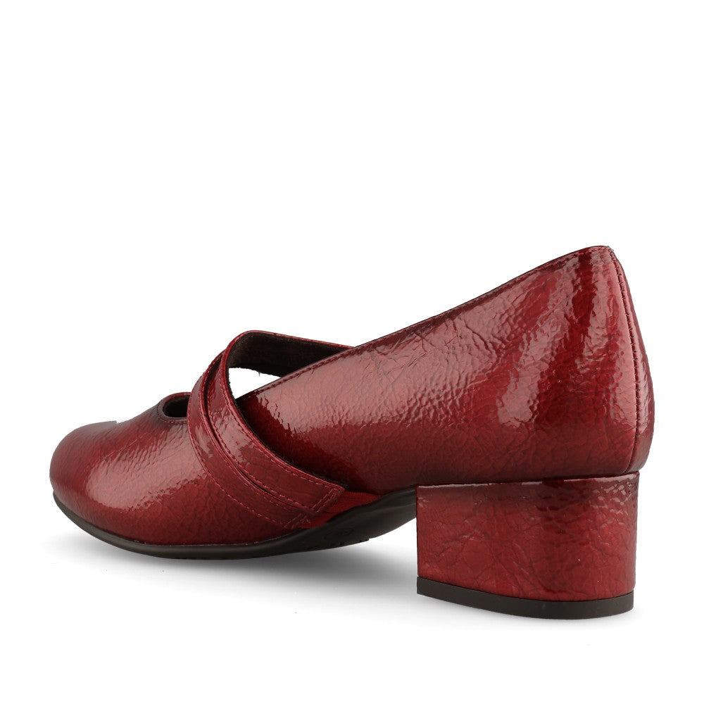 Ladies 8-24366 Mid Heel Mary Jane Shoe In Red