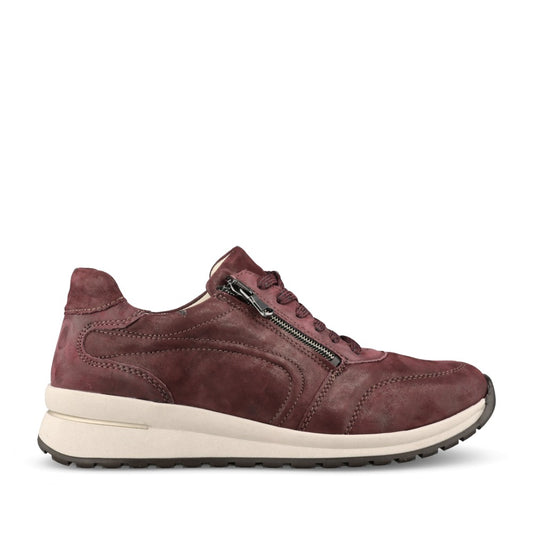 Ladies 928002 Inessa H-fit Laced Trainer In Burgandy