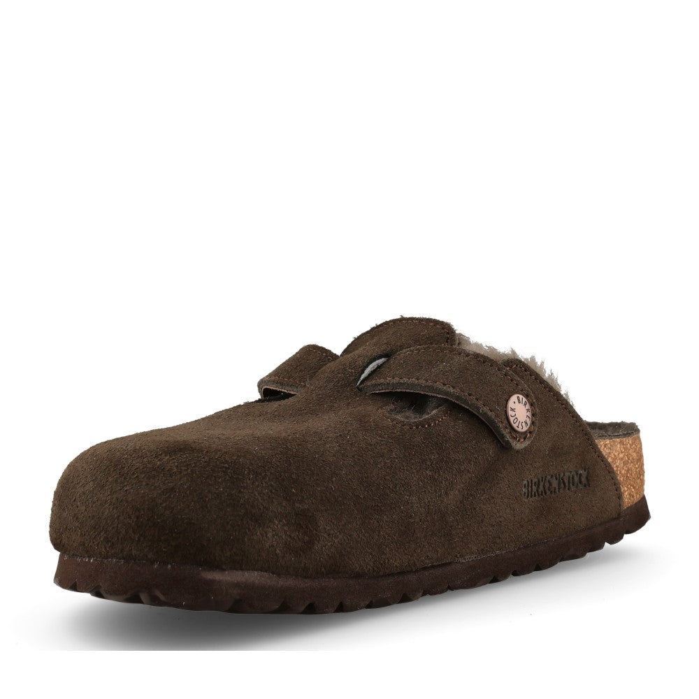 Birkenstock Ladies 1020529 Boston Shearling Suede Clog In Mocha