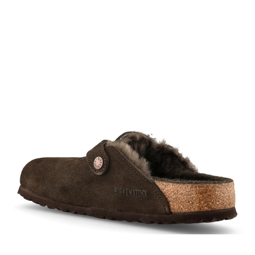 Birkenstock Ladies 1020529 Boston Shearling Suede Clog In Mocha