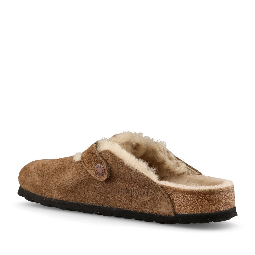 Birkenstock Ladies 1032432 Boston Shearling Suede Clog In Tan