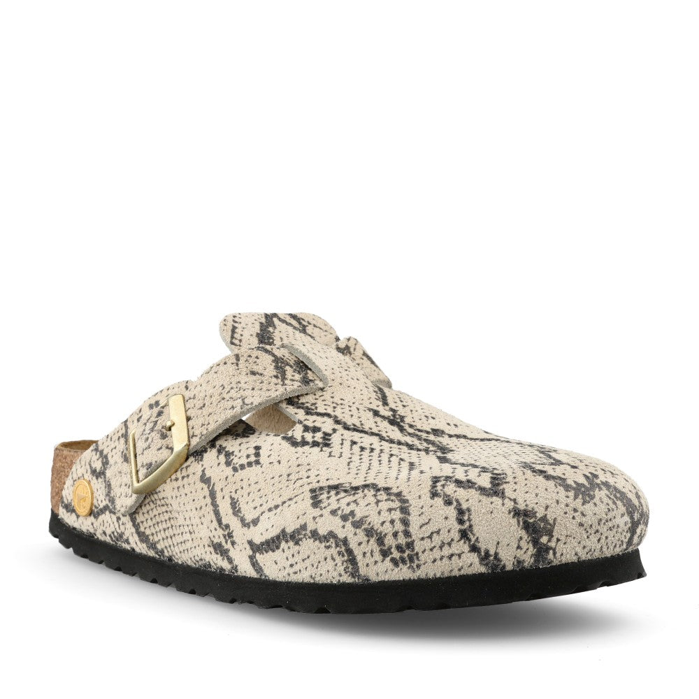 Ladies 1033086 Boston Rivet Suede Clog In Snake