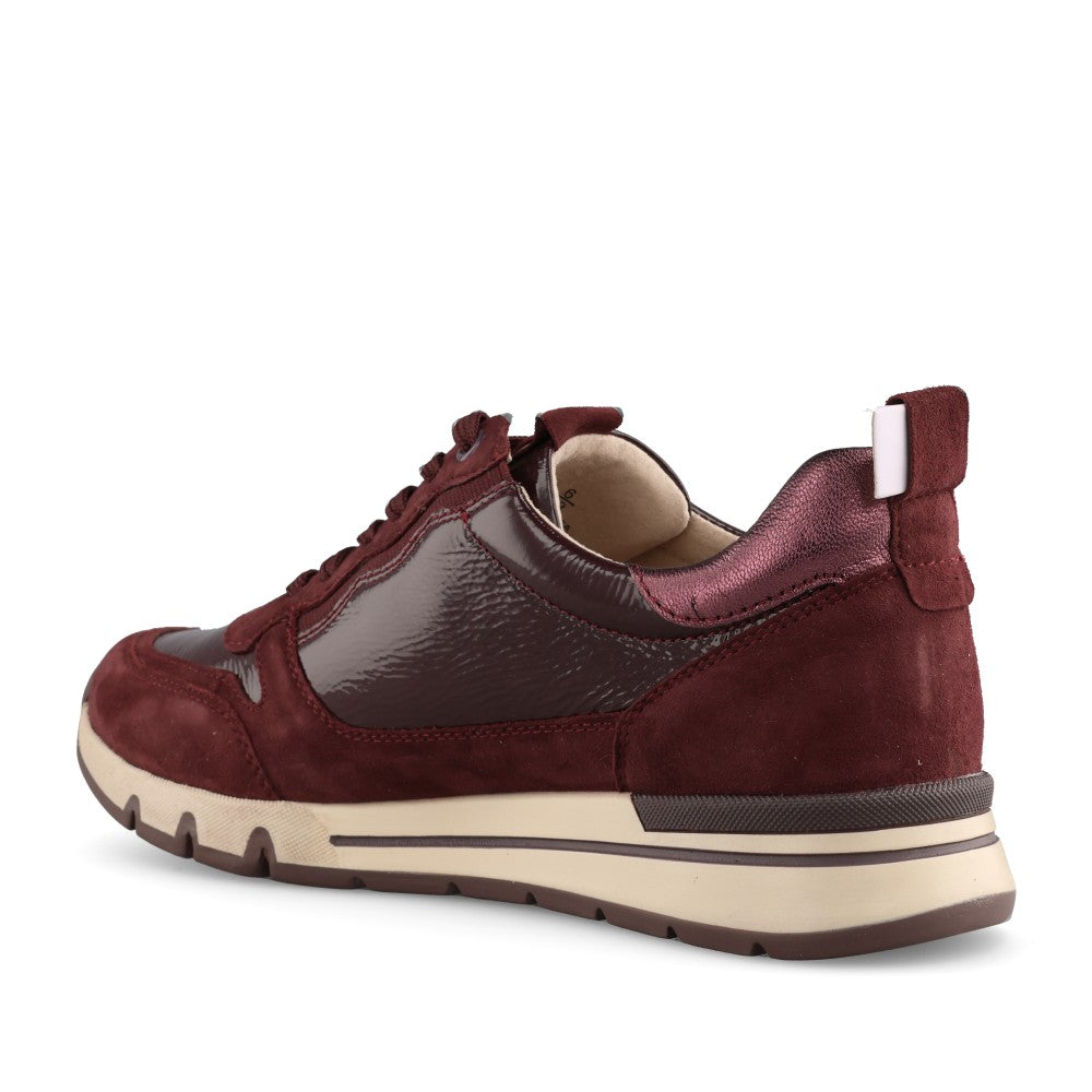 Caprice Ladies 9-23756 Laced Trainer In Burgandy