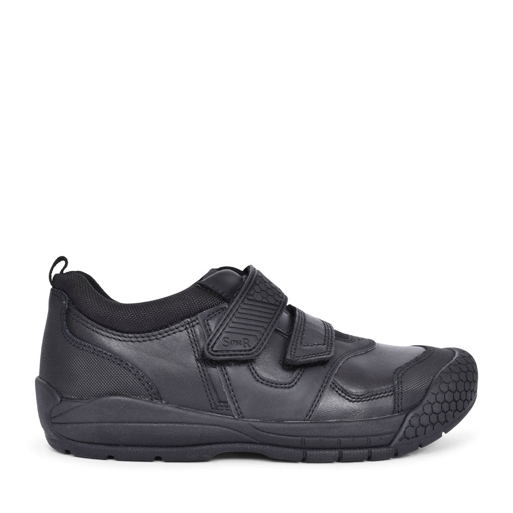 Start Rite Boys Strike E-FIT Leather Velcro Shoe in Black