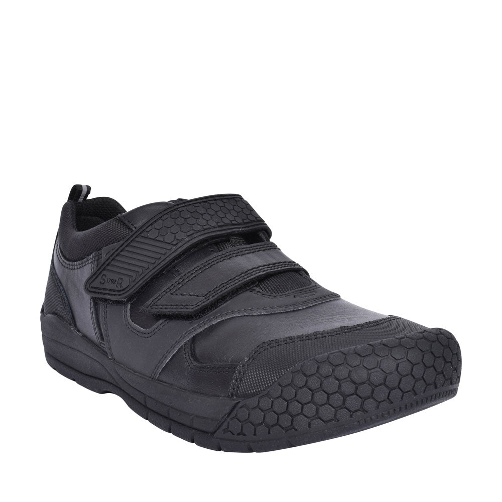 Start Rite Boys Strike E-FIT Leather Velcro Shoe in Black