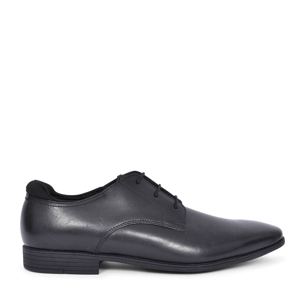 Boys Academy Black Leather Laced Shoe In Kids G Fit