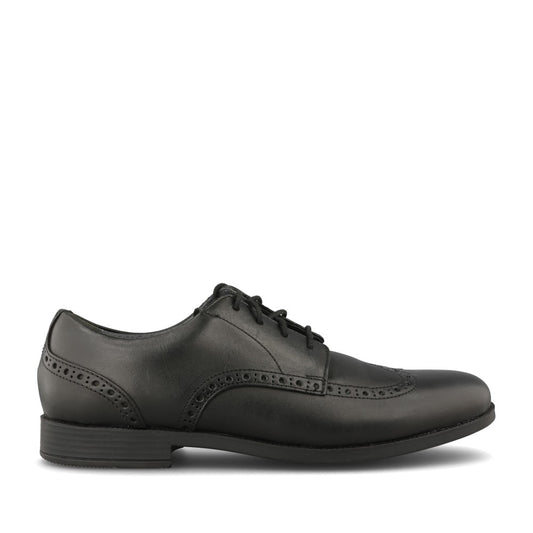 Girls Brogue Snr Black Leather Laced Brogue In Kids G Fit