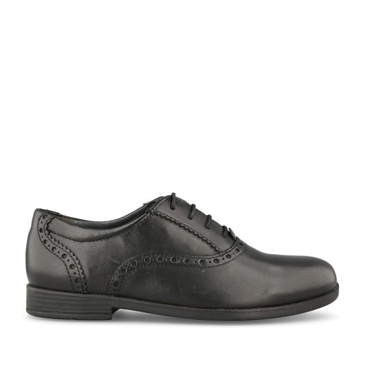Girls Hermione Black Leather Laced Brogue In Kids G Fit
