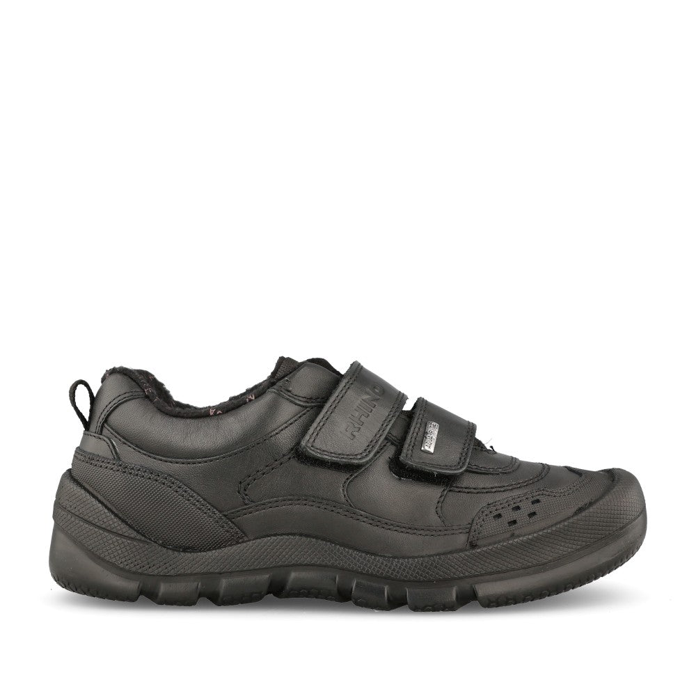Boys Trooper Black Leather Velcro Shoe In Kids F Fit
