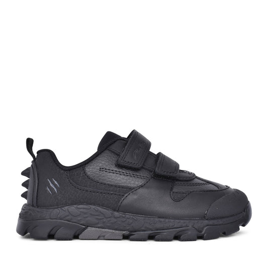 Boys Steggy 2 Pace Kids Black Leather Velcro Shoe In Kids F Fit