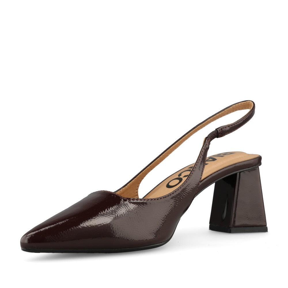 Bianco Ladies Biamaralyn Slingback Patent 11240941 Court Shoe In Brown