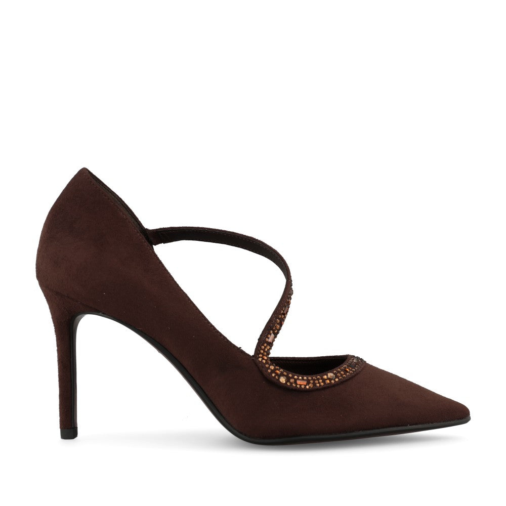 Tamaris Ladies 1-22443 Cut Out High Heel Court Shoe In Mocha