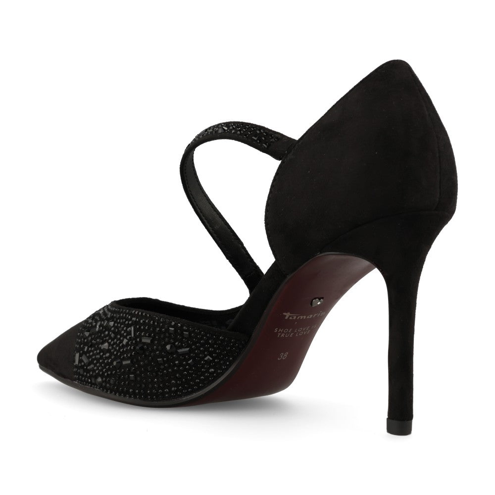 Tamaris Ladies 1-22443 Cut Out High Heel Court Shoe In Black