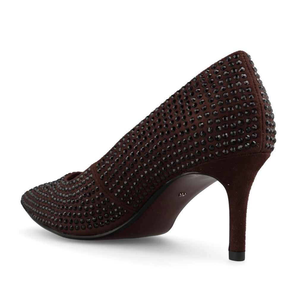 Tamaris Ladies 1-22468 Embellished High Heel Court In Mocha