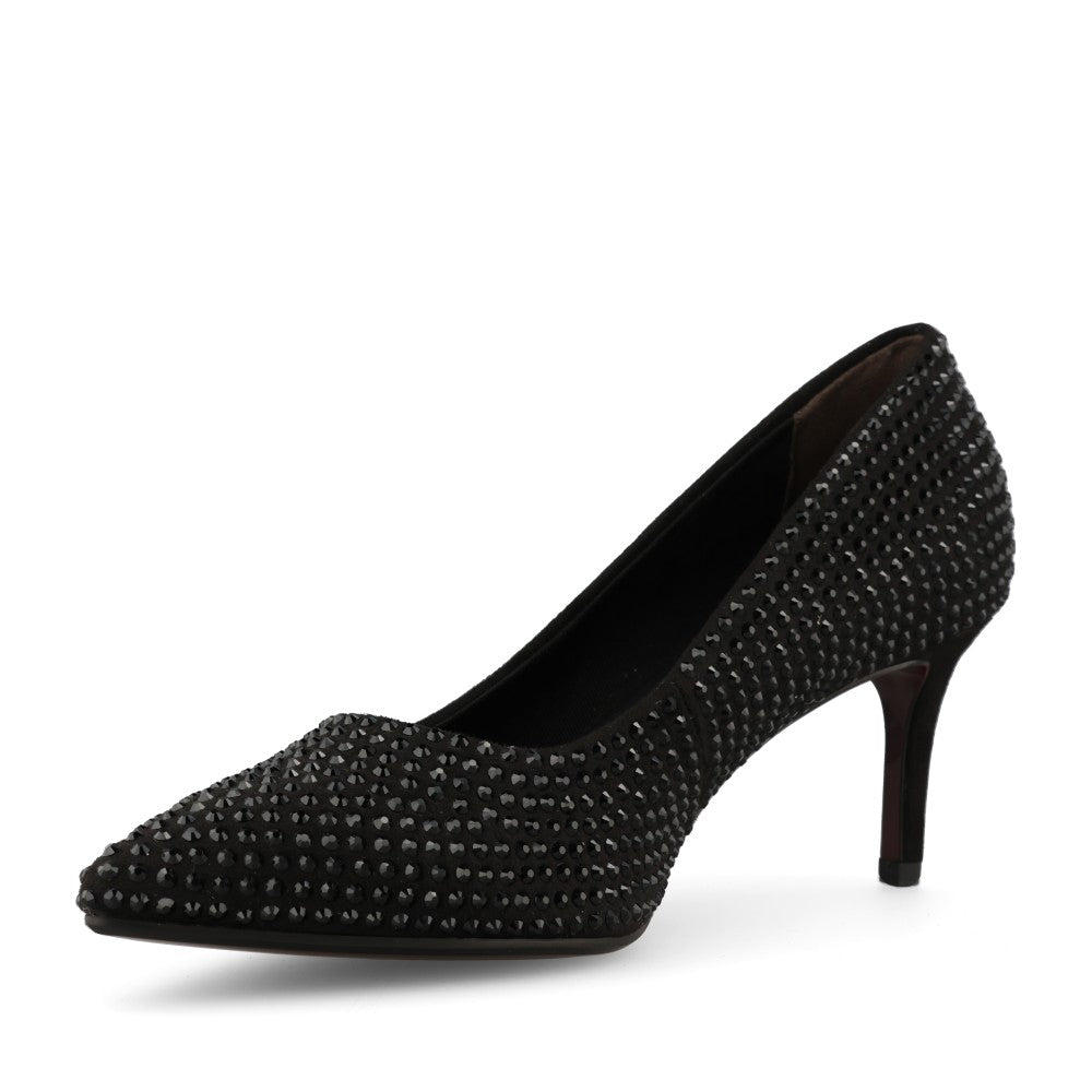 Tamaris Ladies 1-22468 Embellished High Heel Court In Black