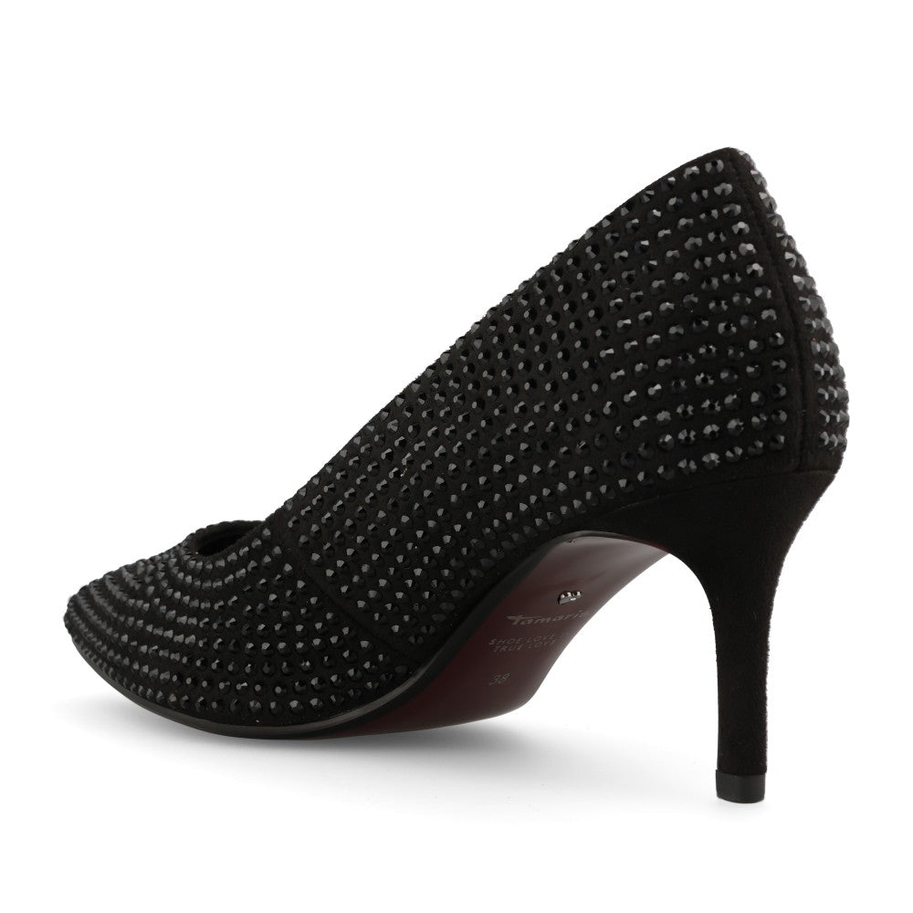 Tamaris Ladies 1-22468 Embellished High Heel Court In Black