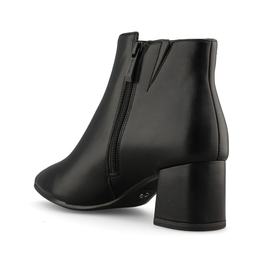 Tamaris Ladies 1-25023 Block Heel Ankle Boot In Black