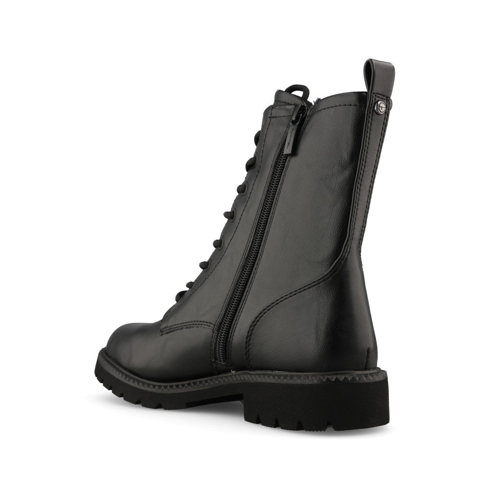 Tamaris Ladies 1-25215 Laced Ankle Boot In Black