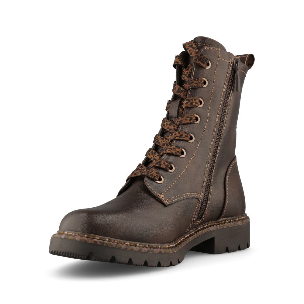 Tamaris Ladies 1-25231 Laced Ankle Boot In Mocha