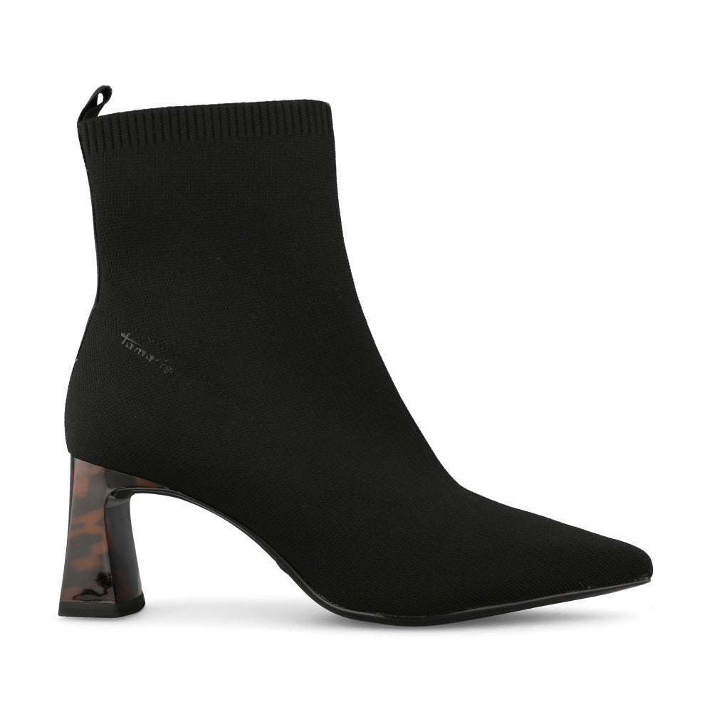 Tamaris Ladies 1-25328 Suede High Heel Ankle Boot In Black