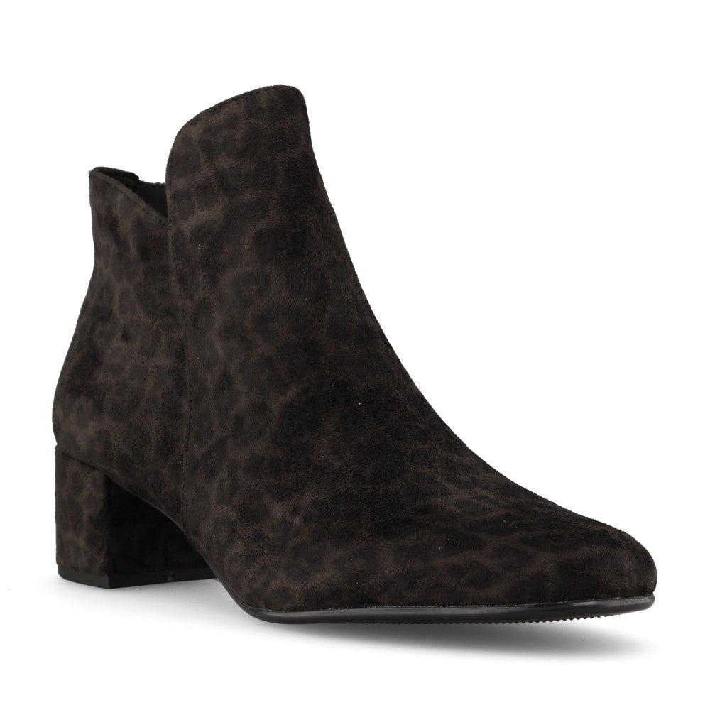 Tamaris Ladies 1-25354 Block Heel Ankle Boot In Grey Leopard