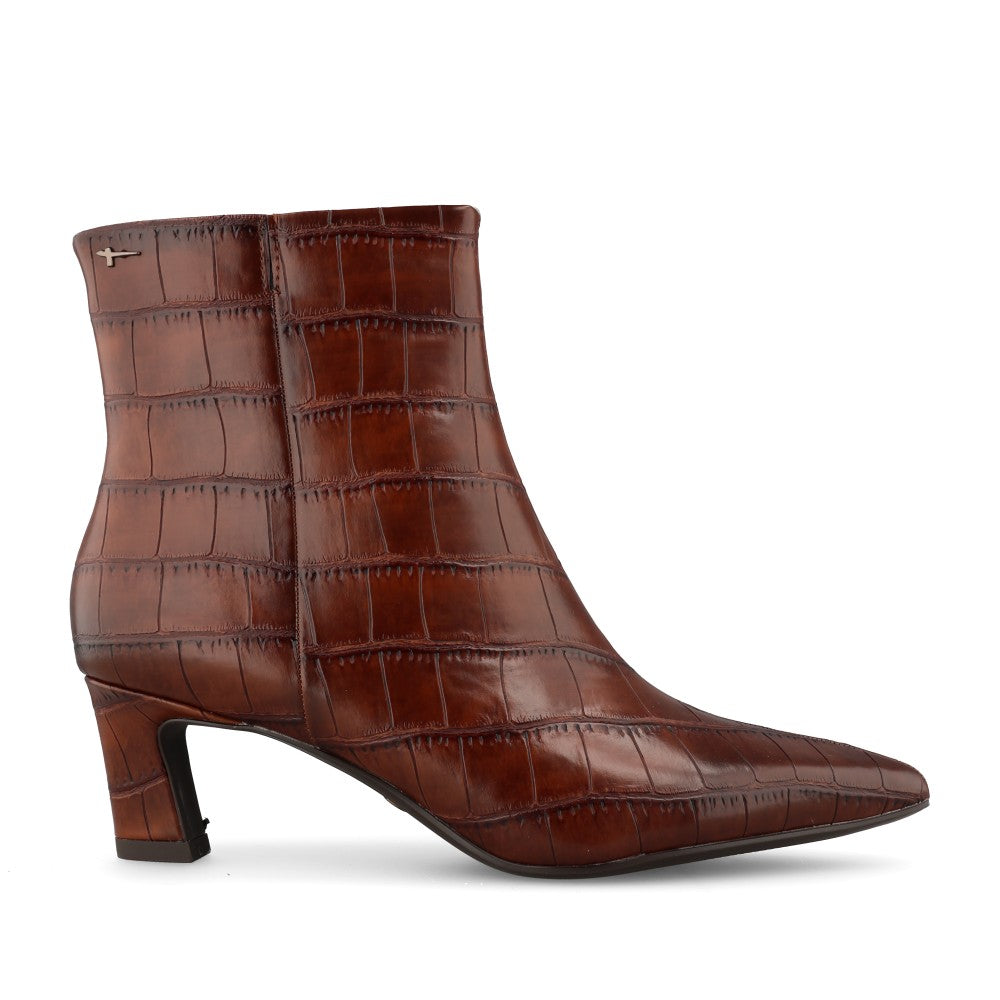 Tamaris Ladies 1-25384 Mid Heel Ankle Boot In Dark Brown