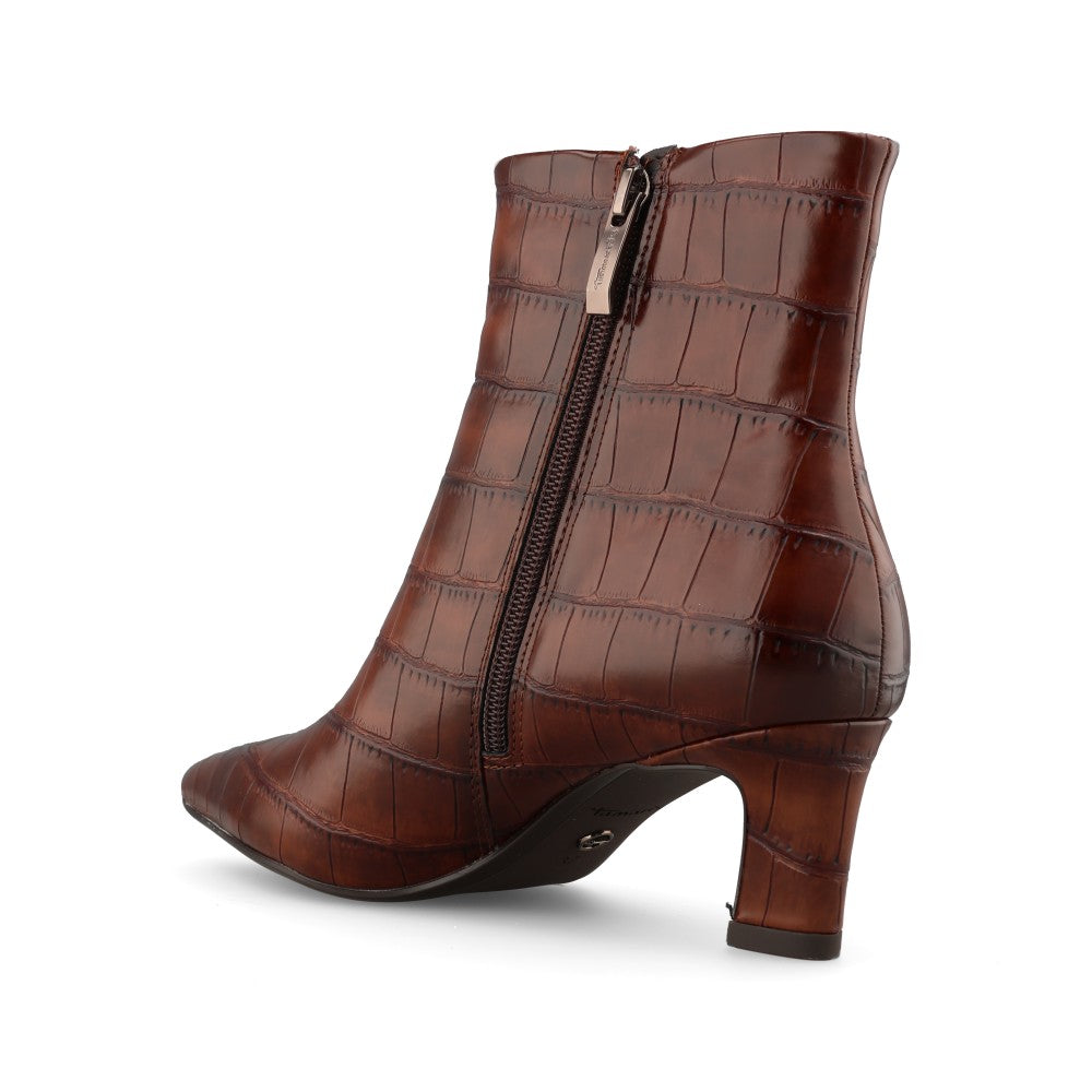 Tamaris Ladies 1-25384 Mid Heel Ankle Boot In Dark Brown