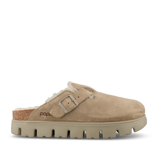 Birkenstock Ladies 1033028 Boston Pap Chunky Shearling In Taupe