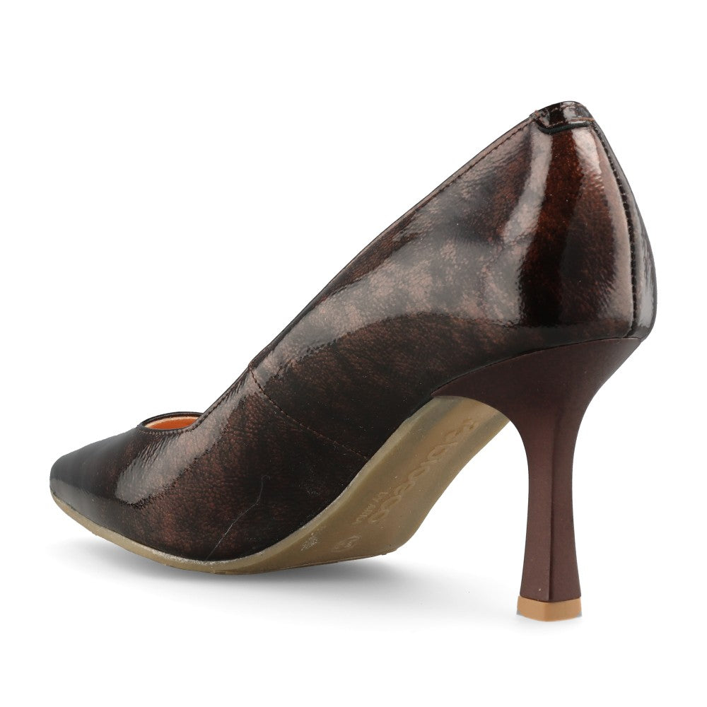 Bioeco 1118 Ladies G-FIT Med Heel Court Shoe in Brown Patent