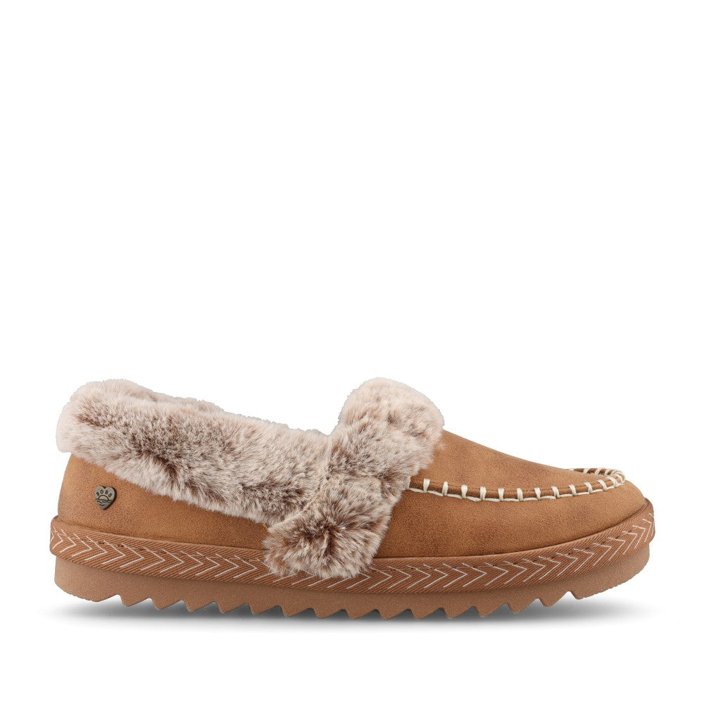 Skechers Ladies 113668 Bobs Cozy Kiss Snug Stitch Slipper In Brown