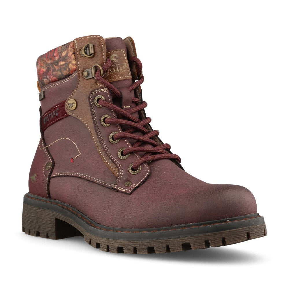Mustang Ladies 15M0282009 Ankle Boot In Bordeaux Multi