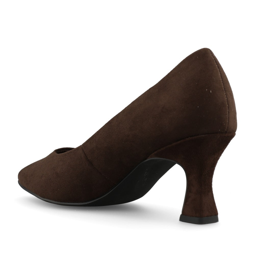 Marco Tozzi Ladies 2-22418 Mid Heel Suede Court Shoe In Mocha