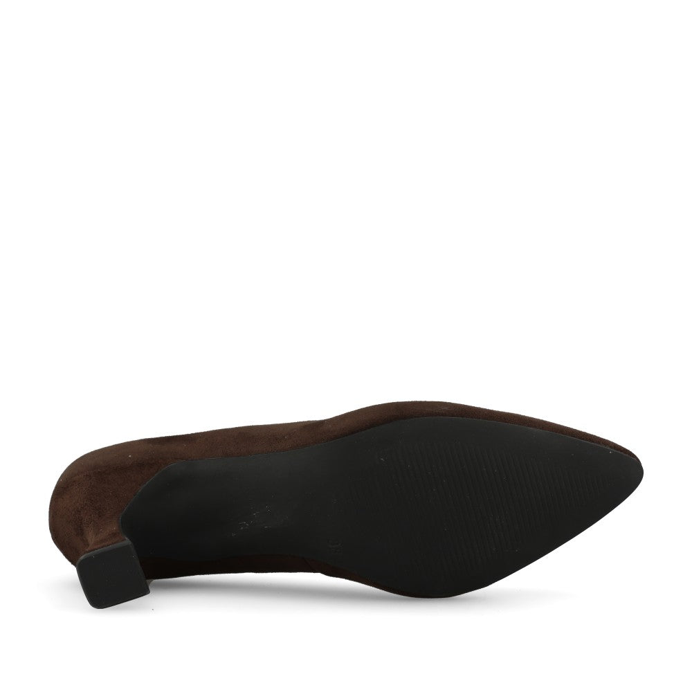 Marco Tozzi Ladies 2-22418 Mid Heel Suede Court Shoe In Mocha