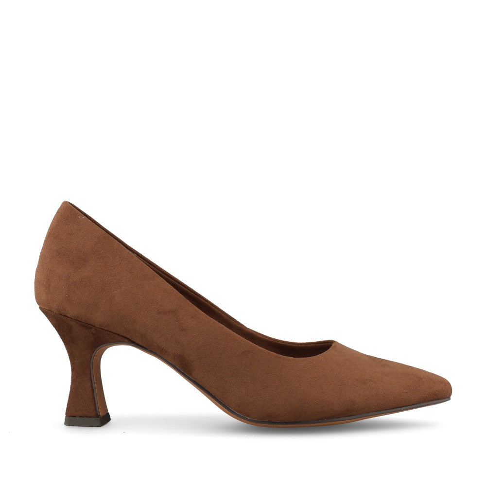 Marco Tozzi Ladies 2-22418 Mid Heel Suede Court Shoe In Cinnamon