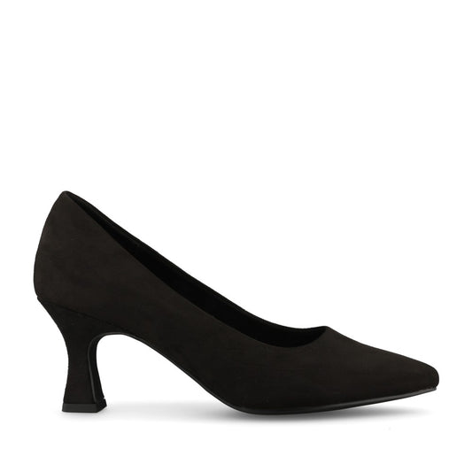 Marco Tozzi Ladies 2-22418 Mid Heel Suede Court Shoe In Black