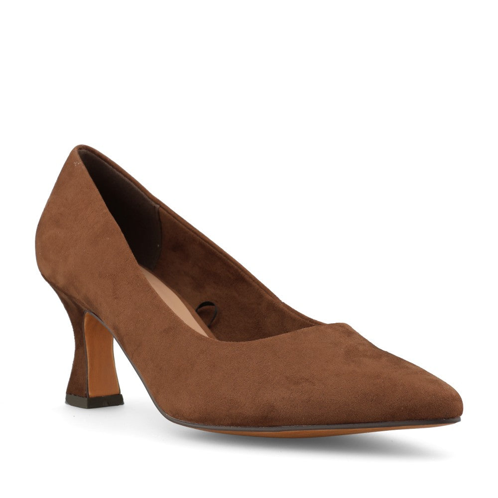 Marco Tozzi Ladies 2-22418 Mid Heel Suede Court Shoe In Cinnamon