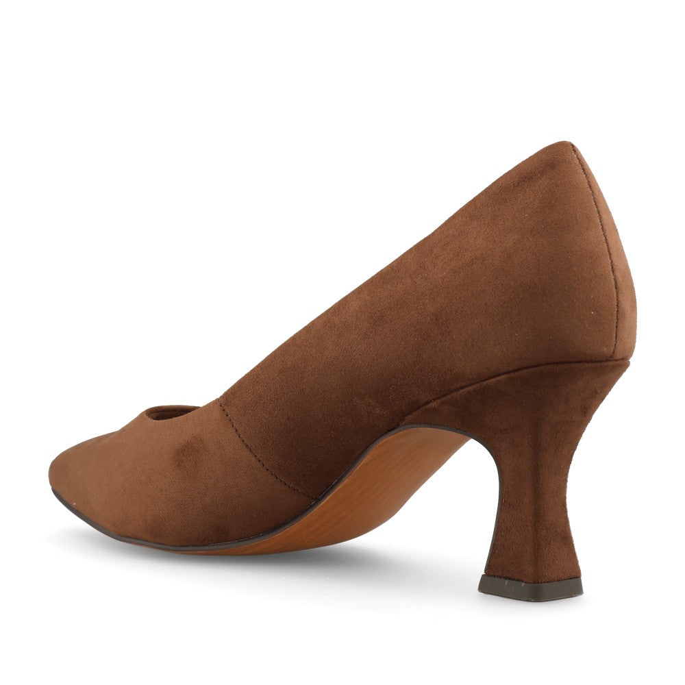 Marco Tozzi Ladies 2-22418 Mid Heel Suede Court Shoe In Cinnamon
