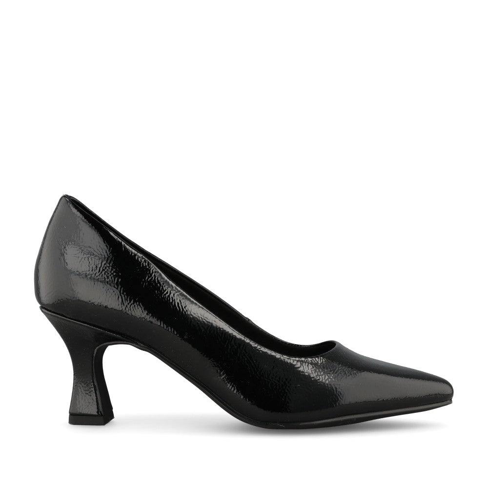 Marco Tozzi Ladies 2-22420 Mid Heel Court Shoe in Black Patent