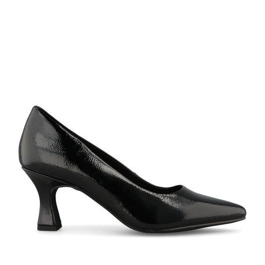 Marco Tozzi Ladies 2-22420 Mid Heel Court Shoe in Black Patent