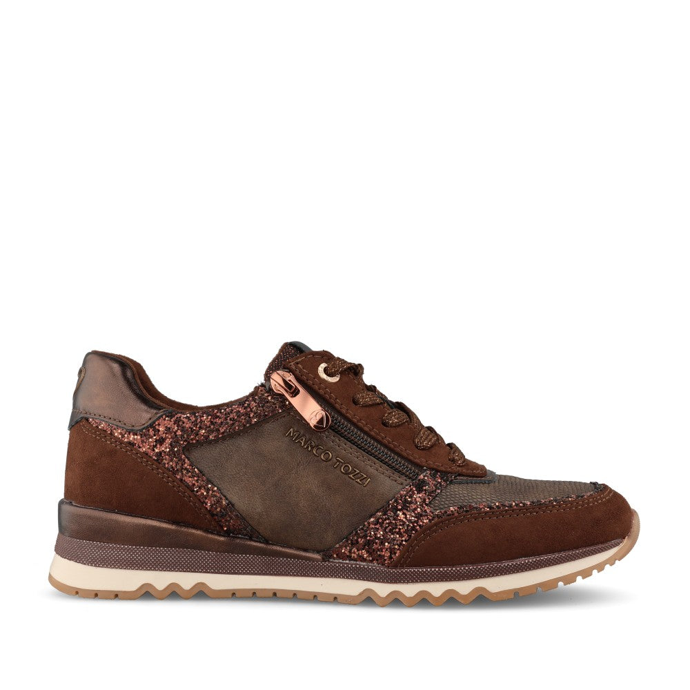 Marco Tozzi Ladies 2-23704 Ladies Laced Trainer in Choco