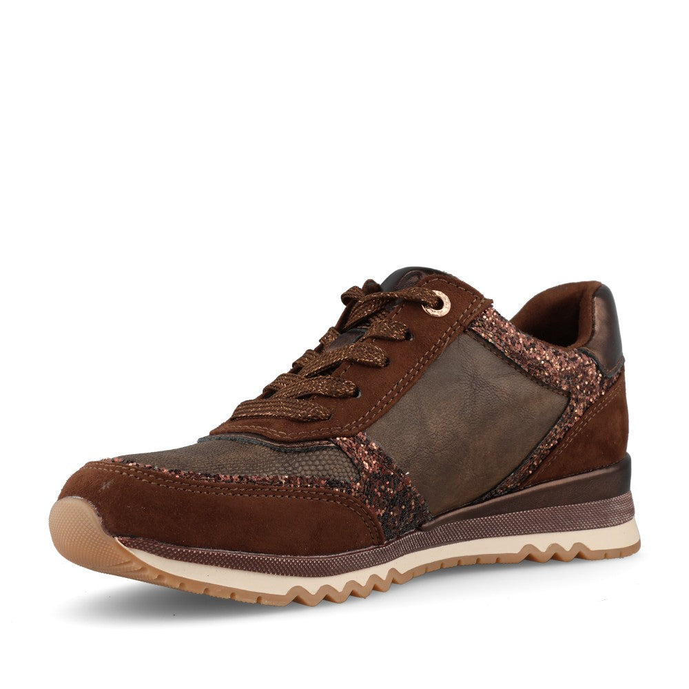 Marco Tozzi Ladies 2-23704 Ladies Laced Trainer in Choco