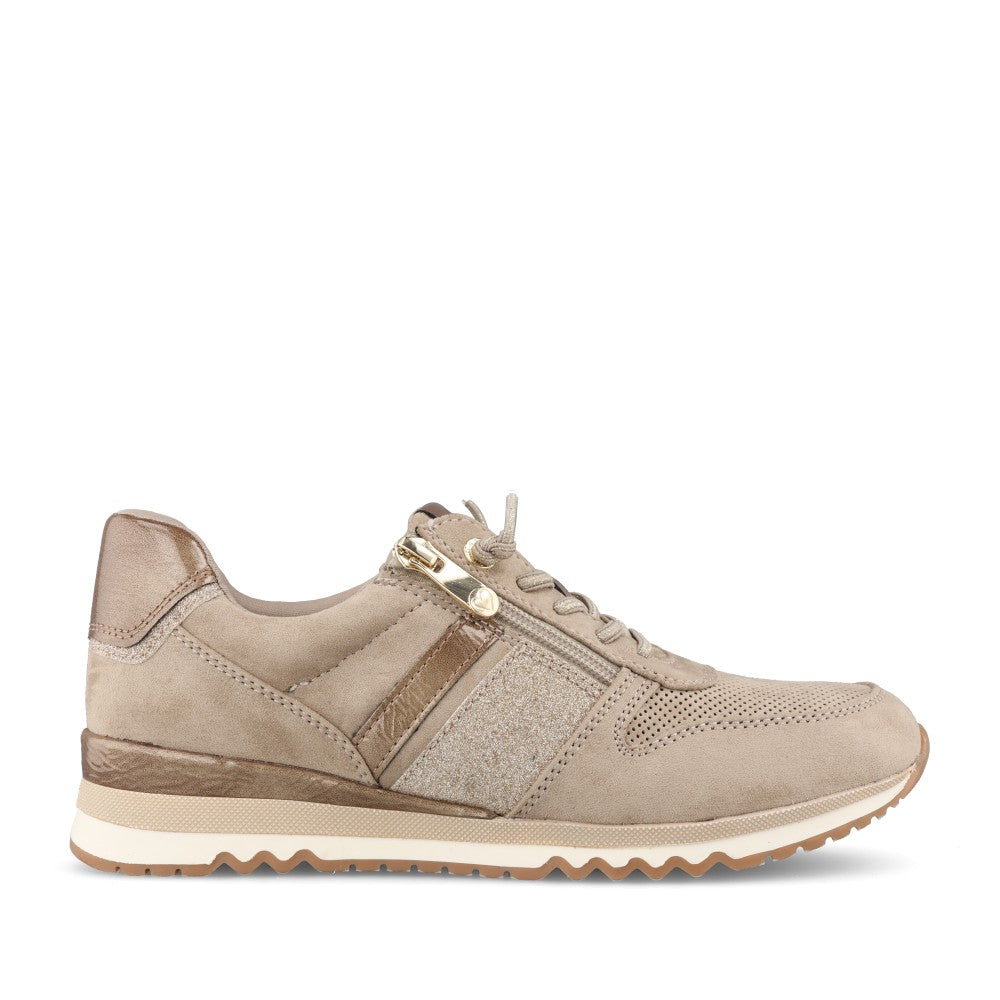 Marco Tozzi Ladies 2-23707 Ladies Laced Trainer in Beige