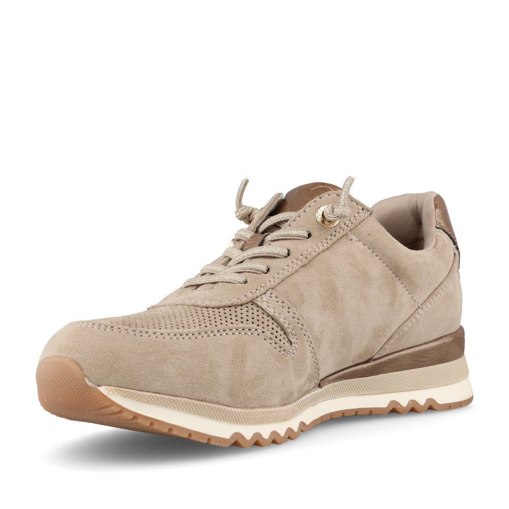 Marco Tozzi Ladies 2-23707 Ladies Laced Trainer in Beige