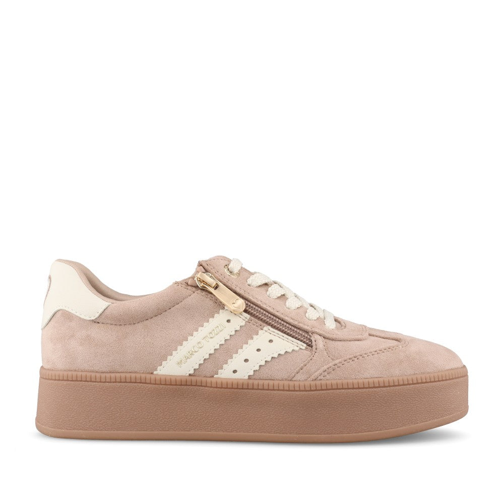 Marco Tozzi Ladies 2-23716 Ladies Platform Laced Trainer in Tan