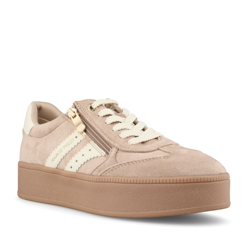 Marco Tozzi Ladies 2-23716 Ladies Platform Laced Trainer in Tan