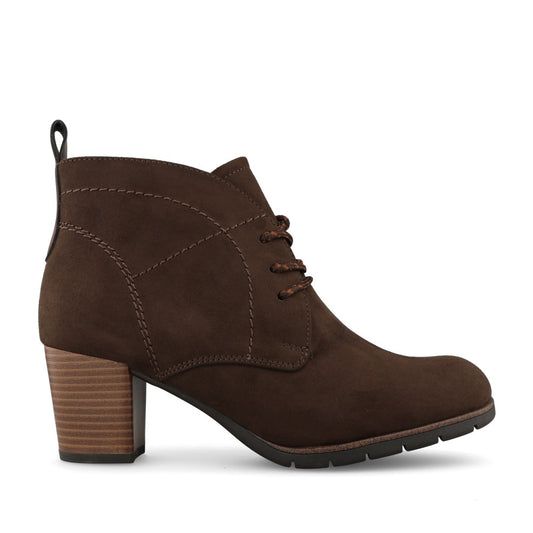 Marco Tozzi Ladies 2-25107 High Heel Laced Ankle Boot In Mocha
